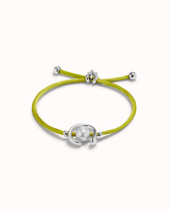 18K gold-plated lime thread bracelet with shell pearl accessory